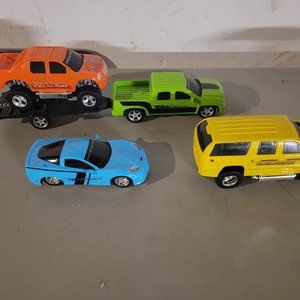 Toy cars and trailer